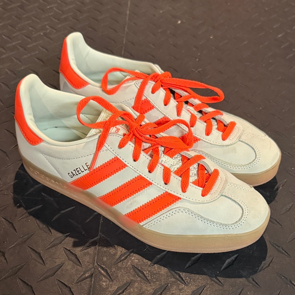 Adidas Men's White and Bright Orange Sneakers